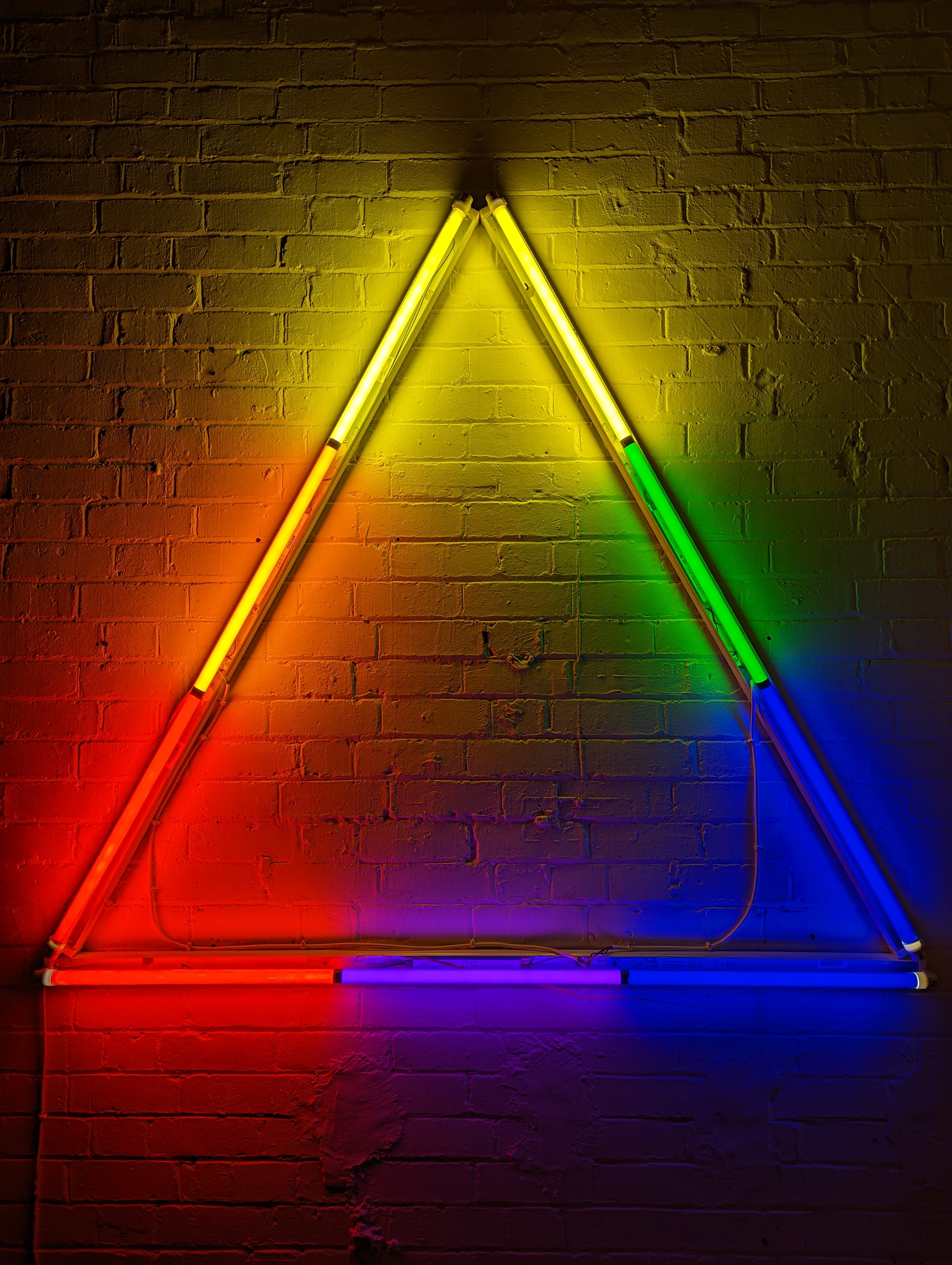 A triangular fluorescent installation made