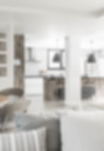 Open plan kitchen design with raw materials