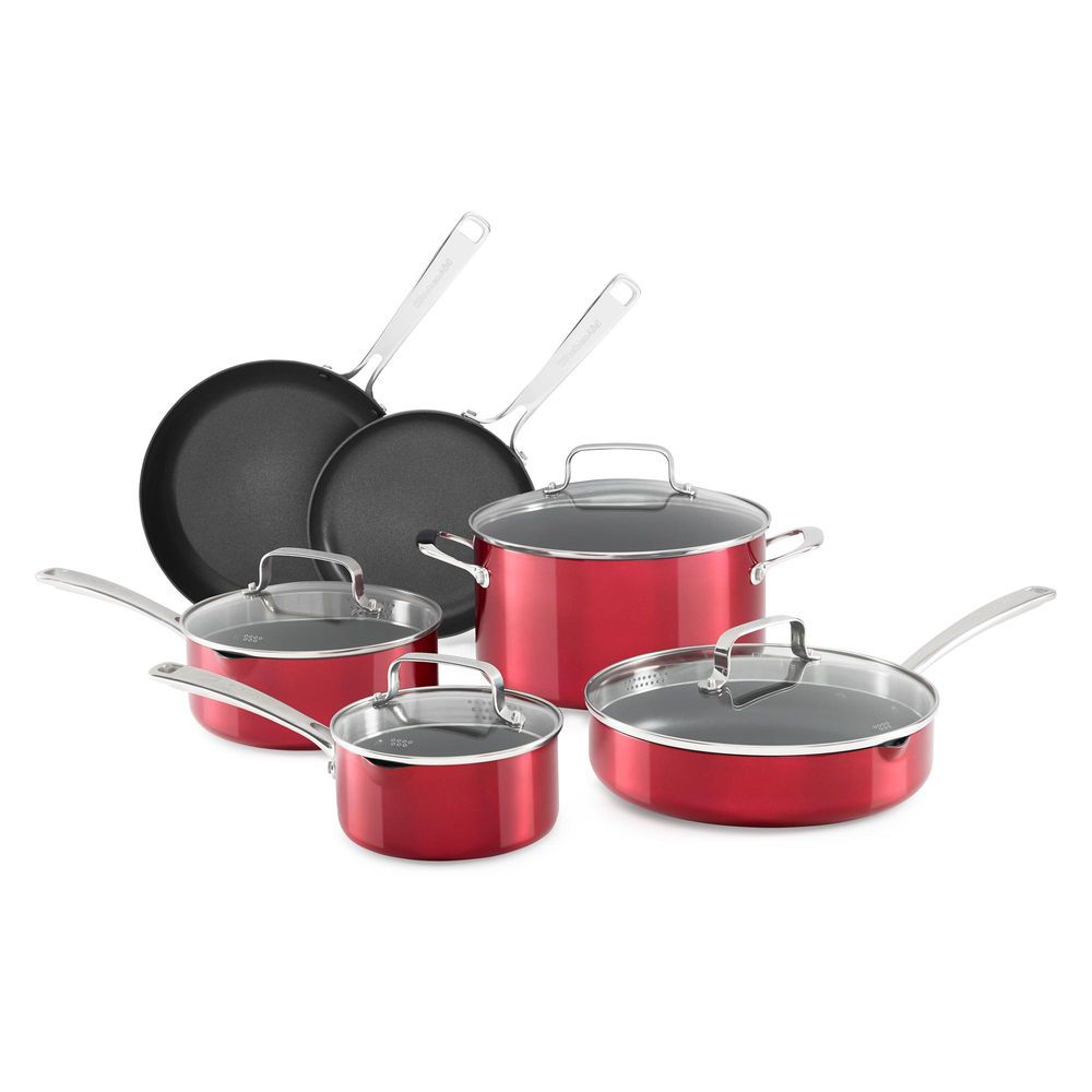 Batería KitchenAid KC3AS10GD Set de 10 Piezas Rojo Granadina
