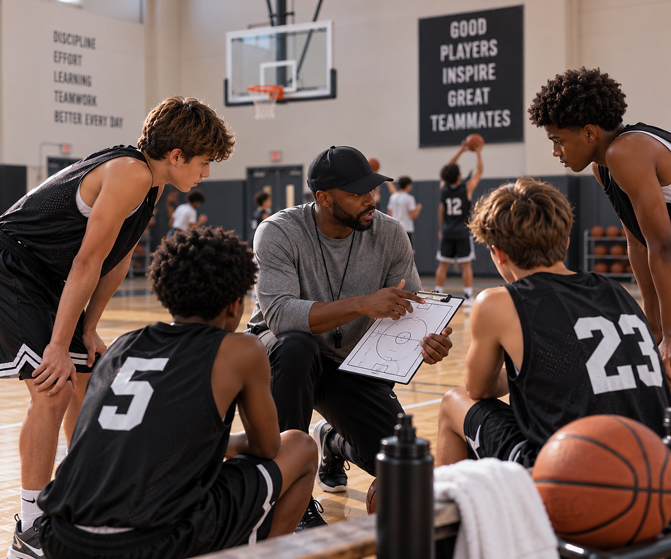Basketball Team playing in game