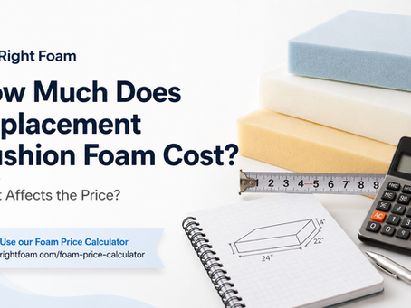 Replacement cushion foam price calculation using cushion measurements