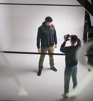 Behind the scenes of a video production shoot