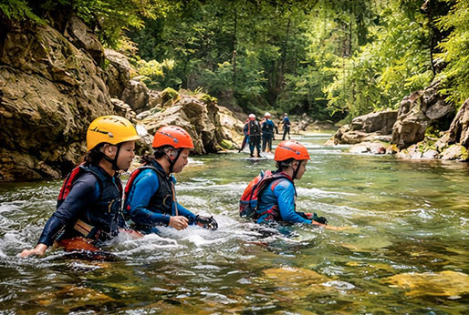 Enfants en descente canyoning dans le Vercors