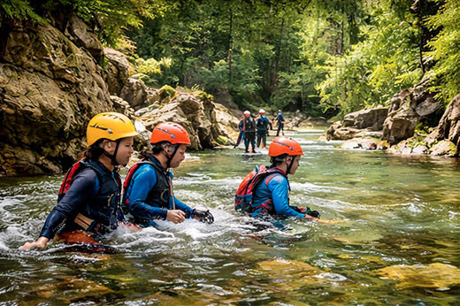 Enfants en descente canyoning dans le Vercors
