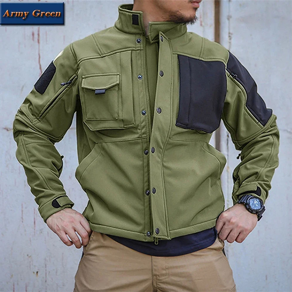 Thumbnail: Waterproof Shark Skin Tactical Sets Mens Thicken Fleece New Soft Shell Combat Ja