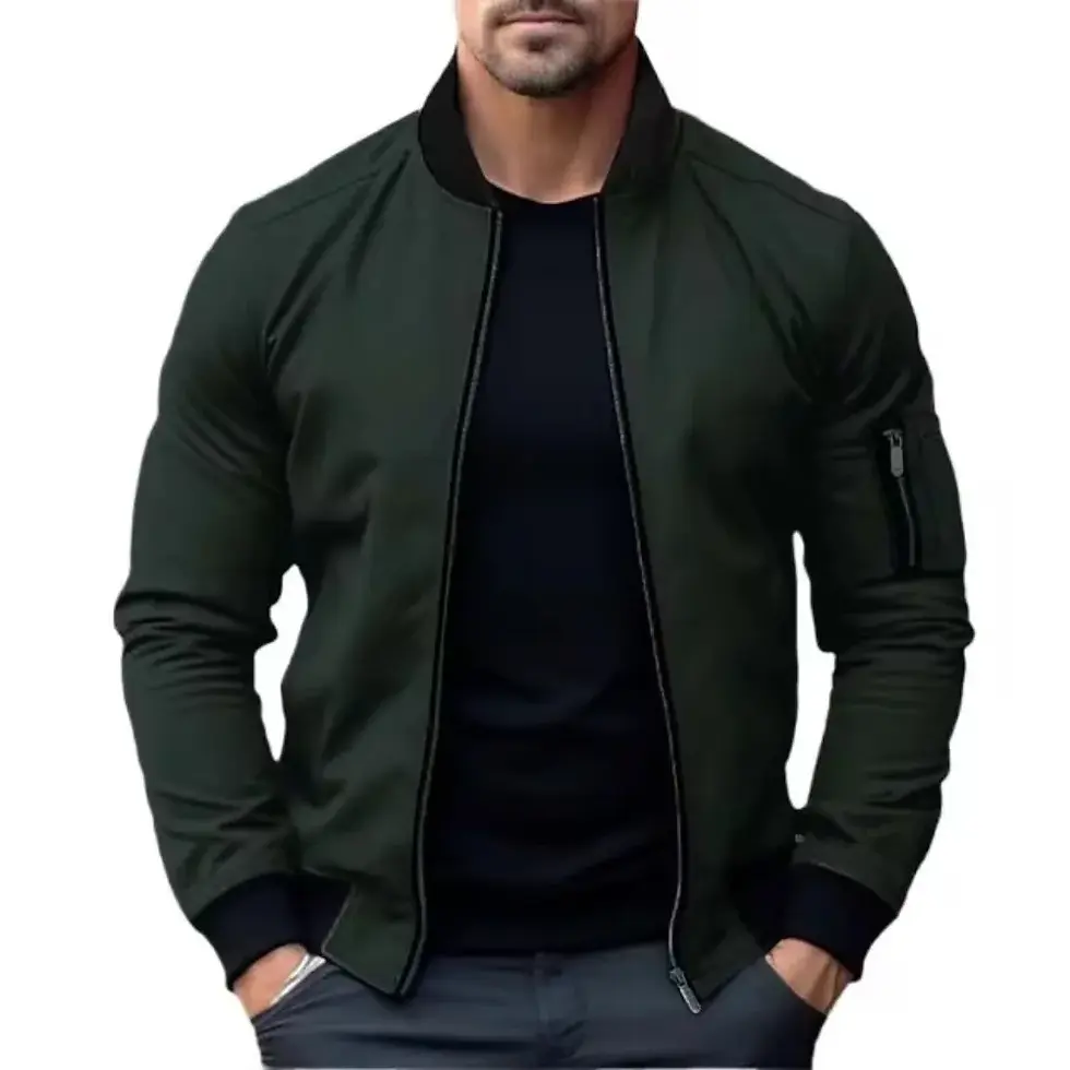 Thumbnail: New Jackets for Men Solid Color Bomber Jacket Coat Business Male Coats Windbreak