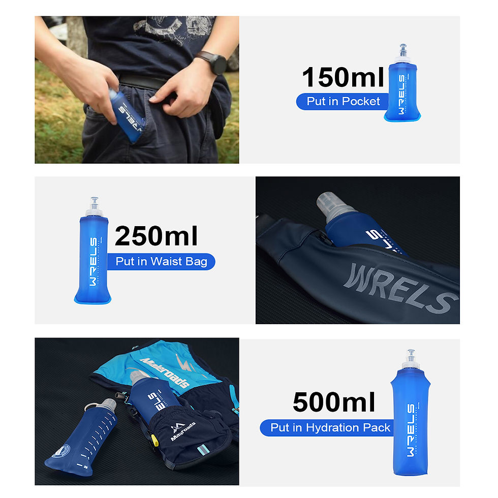 Thumbnail: WRELS Foldable Silicone Water Bottle Outdoors Traveling Sport Running Cycling Ke