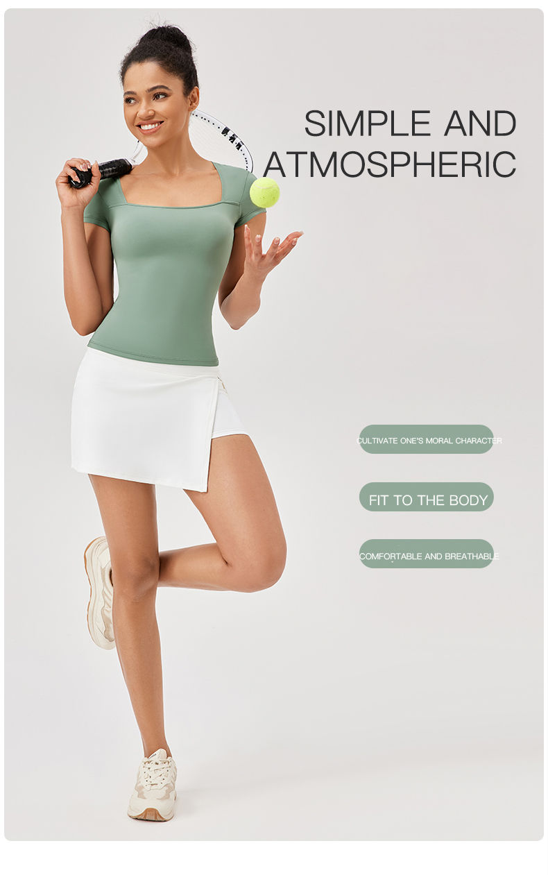 Thumbnail: Yoga Tops Women Gym Training Sport Tops Quick-Dry Yoga Shirts Short-sleeved Outd