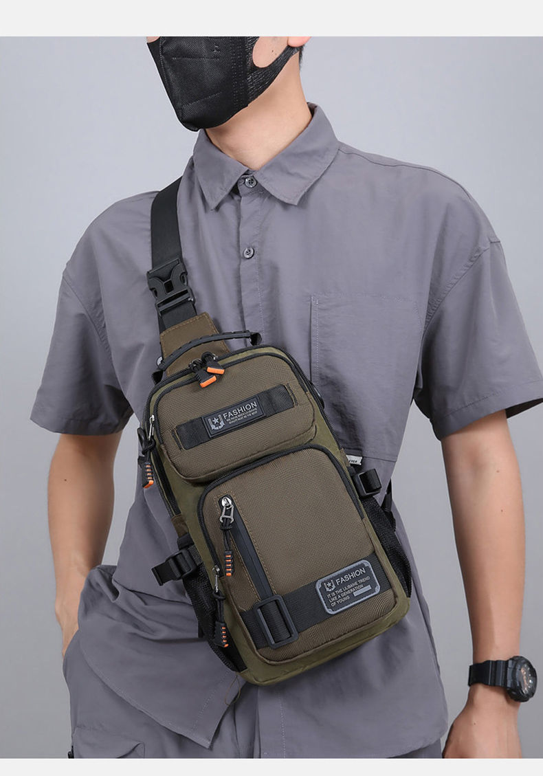 Thumbnail: Men's Multifunctional Chest Bag Lightweight Simple Multi-pockets Shoulder Bags O