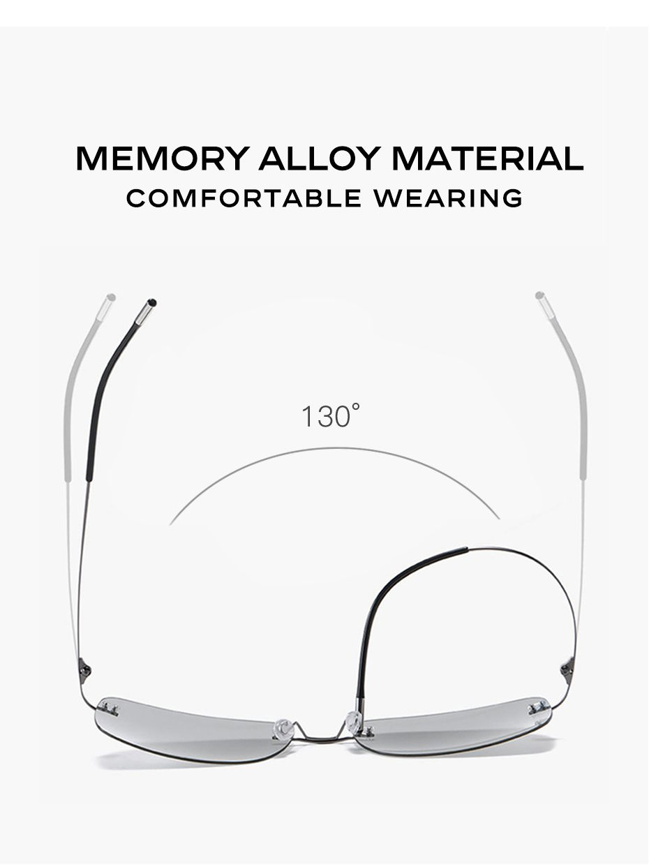 Thumbnail: CAPONI Square Sun Glasses For Men Photochromic Polarized Rimless Sunglasses Clas