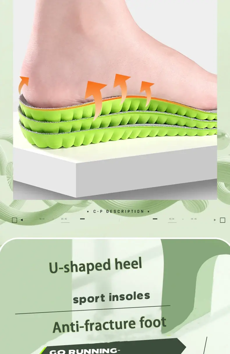 Thumbnail: 1 Pair Breathable Shock-absorbing Insoles Men's Outdoor Sport Insoles Soft Elast