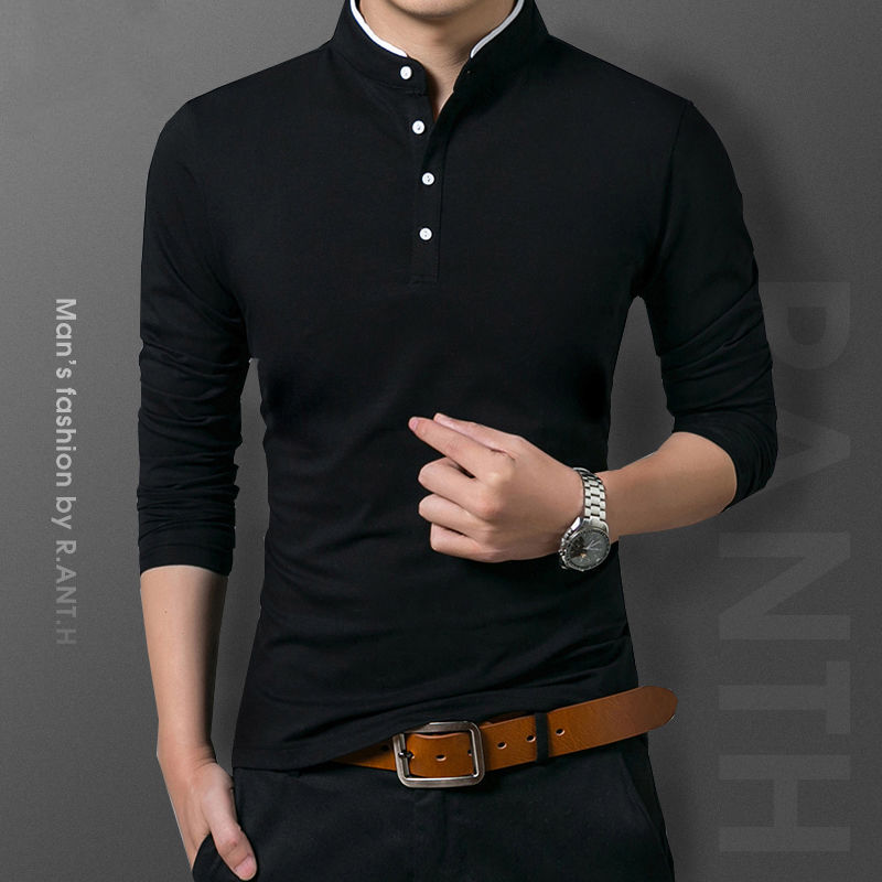 Thumbnail: Men's Business Casual Long Sleeve Polo T-shirt Summer Comfortable Breathable Top