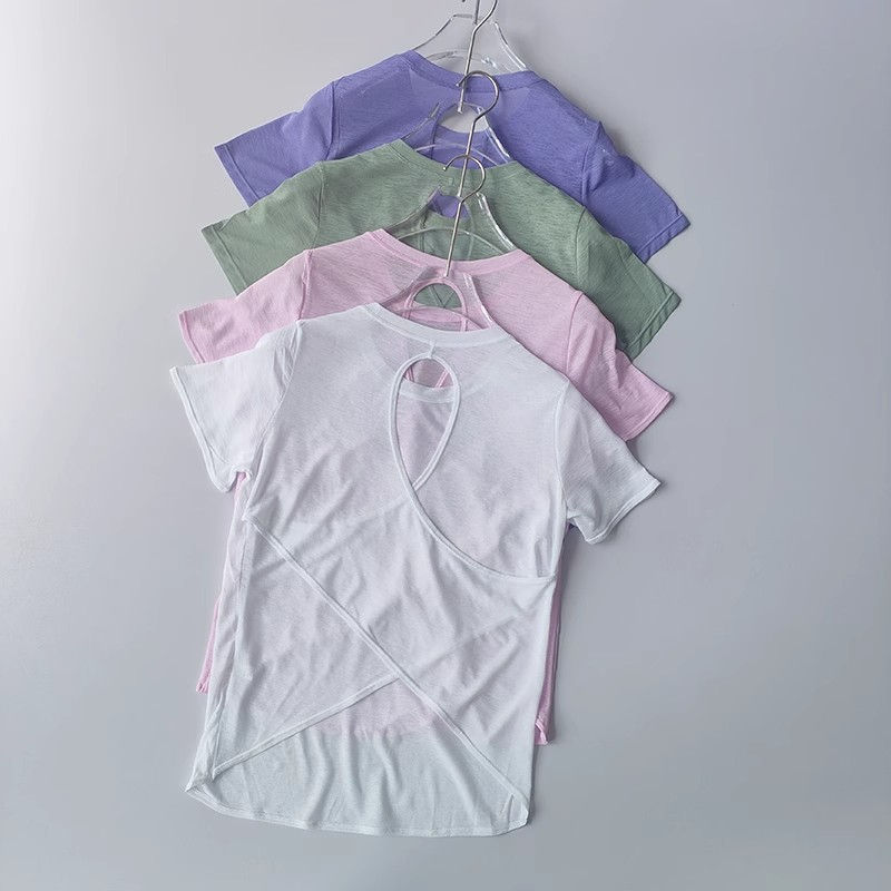 Thumbnail: Women's Tight Sports T-shirt Quick Dry Short Sleeve Yoga T-shirt Pilates Fitting