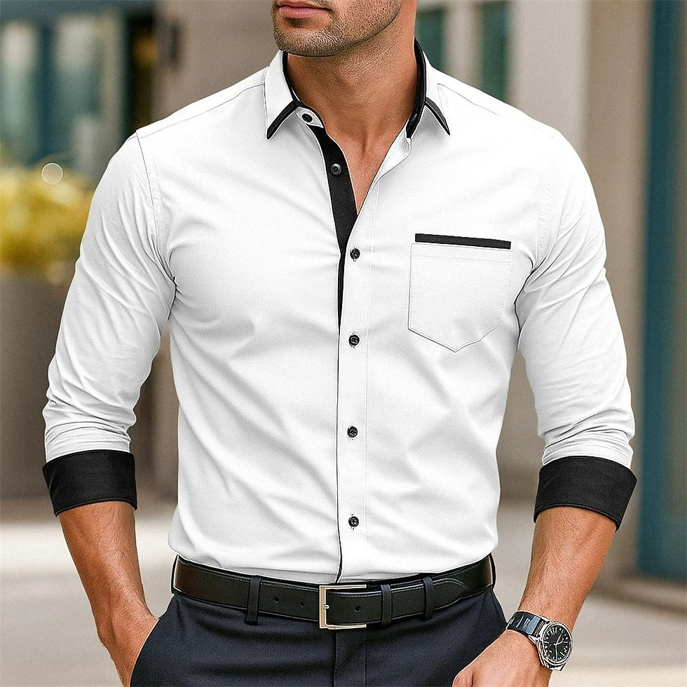 Thumbnail: Men's shirt button up shirt, high-quality commercial all season comfortable long