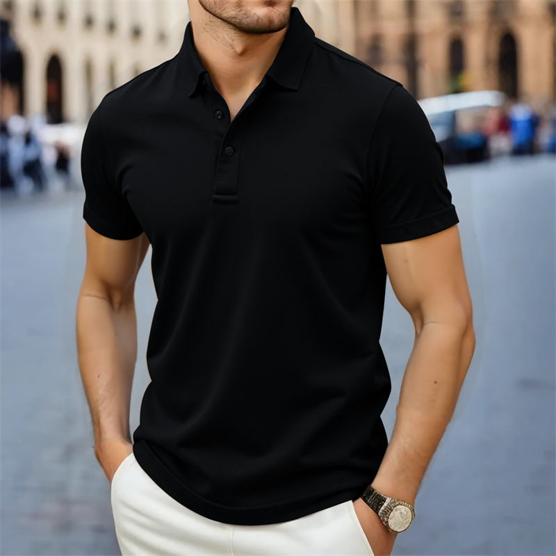 Thumbnail: 2026 New Men's Casual and Fashionable Simple Collared Short Sleeved Polo Shirt S
