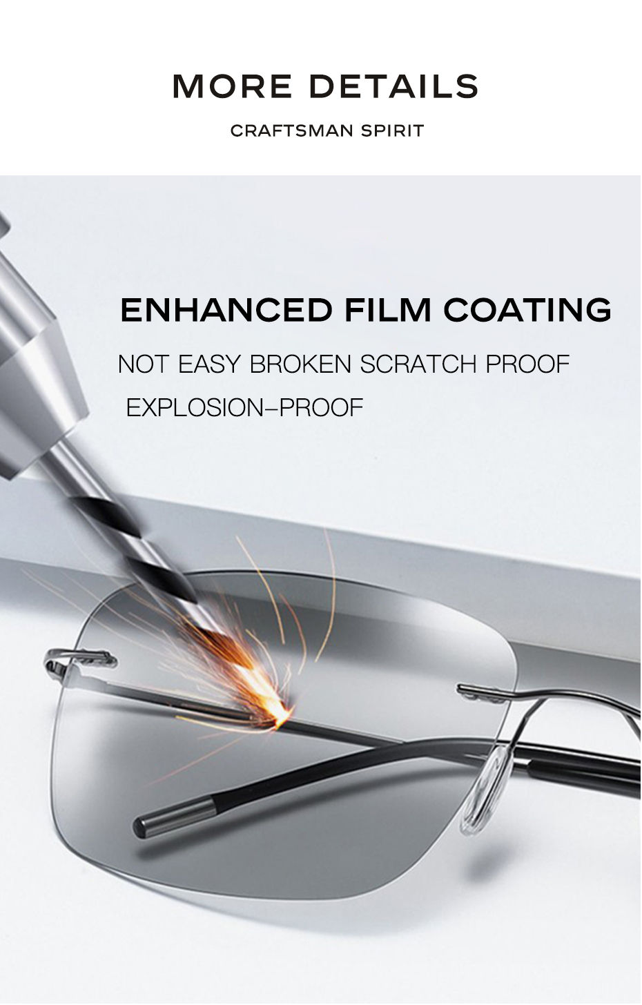 Thumbnail: CAPONI Square Sun Glasses For Men Photochromic Polarized Rimless Sunglasses Clas