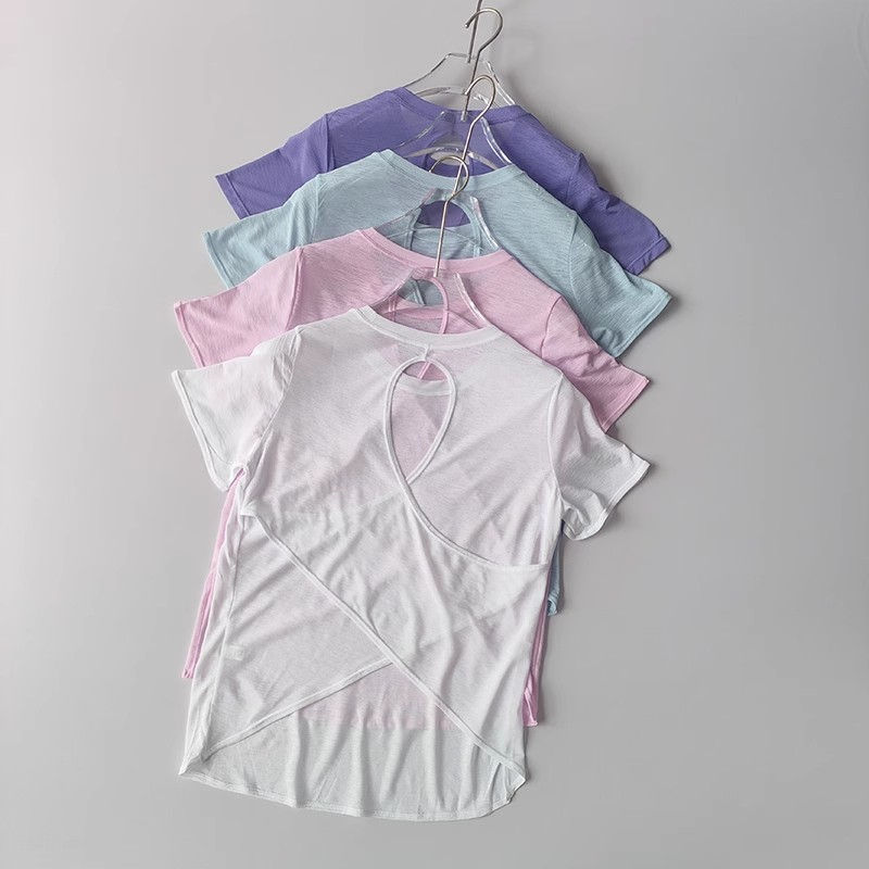 Thumbnail: Women's Tight Sports T-shirt Quick Dry Short Sleeve Yoga T-shirt Pilates Fitting