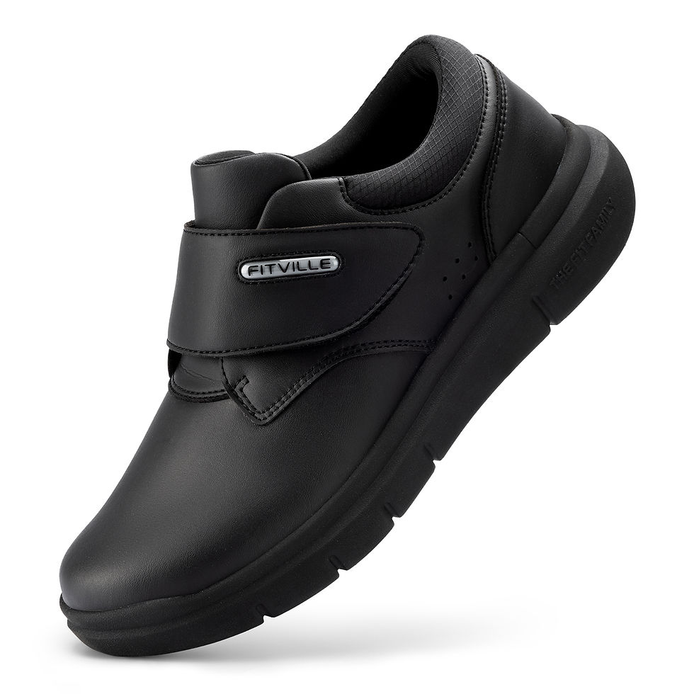 Thumbnail: Extra Wide Men'S Shoes Leather Diabetic Walking Shoes For Elder Orthopedic Toes 