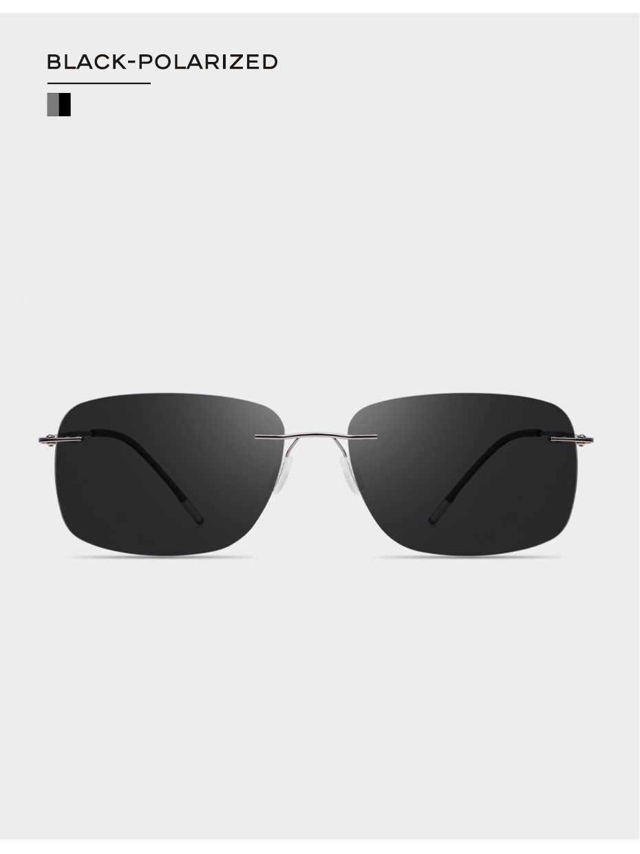 Thumbnail: CAPONI Square Sun Glasses For Men Photochromic Polarized Rimless Sunglasses Clas