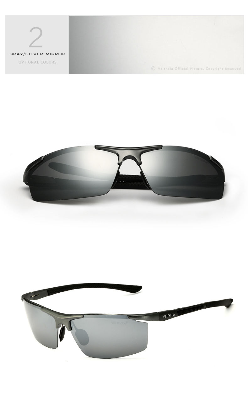Thumbnail: VEITHDIA Aluminum Magnesium Men's Sunglasses Polarized UV400 Coating Mirror Sun 