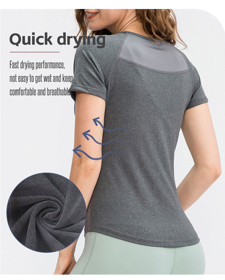 Thumbnail: Women Yoga Tops Breathable Sport Fitness Workout Running Yoga Top Quick Dry Shor