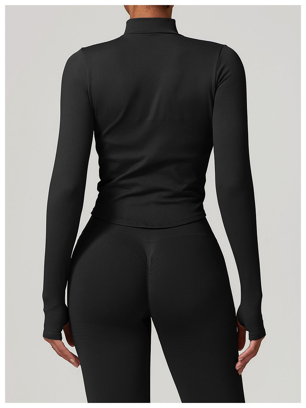 Thumbnail: Zipper Jacket Women Crop Tops Yoga T-shirts Solid Sports Top Long Sleeve Running