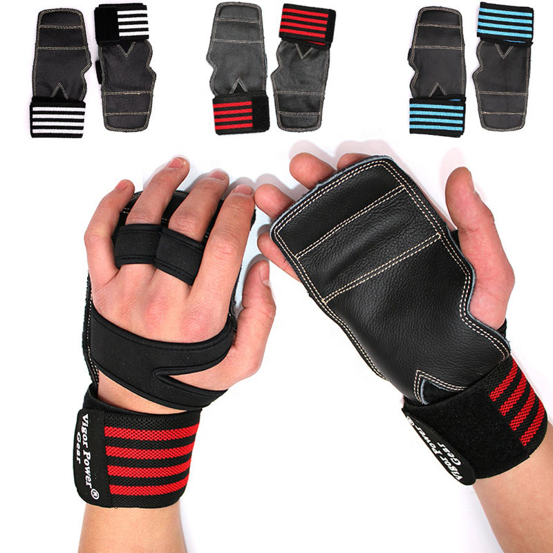 Thumbnail: Cowhide Weight Lifting Gloves 3 colors Gym Anti-Skid Grips Pads Deadlift Belt Cr