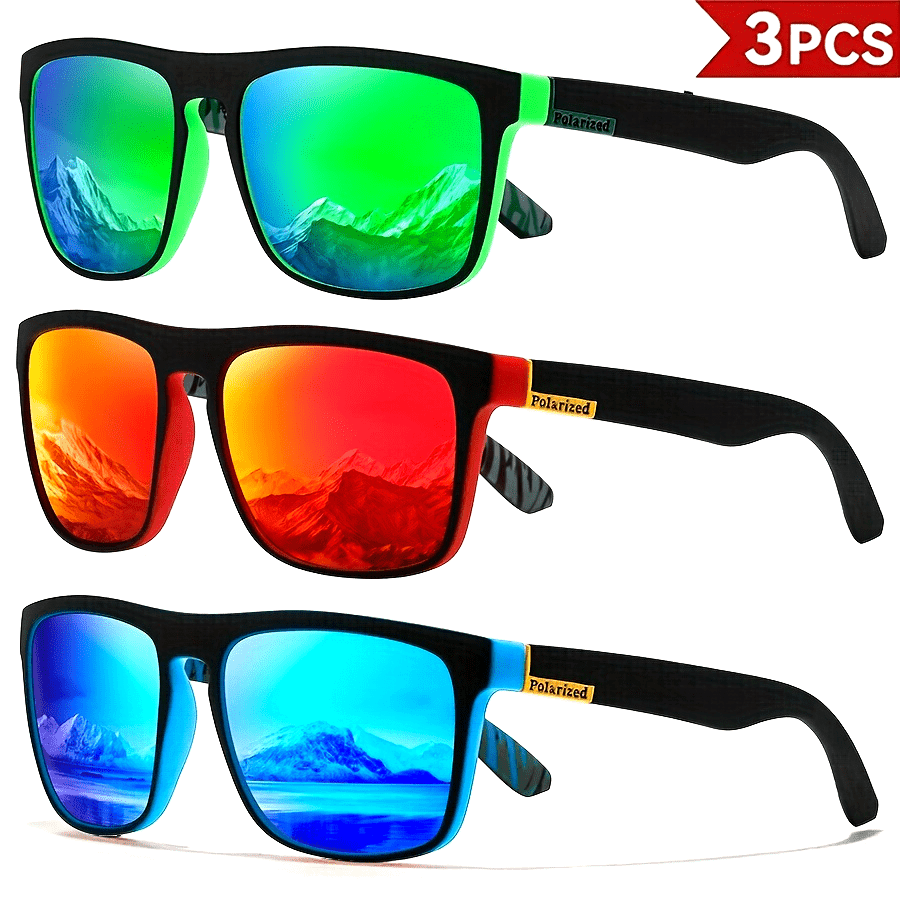 Thumbnail: 1-4PCS Men Classical Square Polarized Sports Sunglasses Lightweight PC Frame UV4