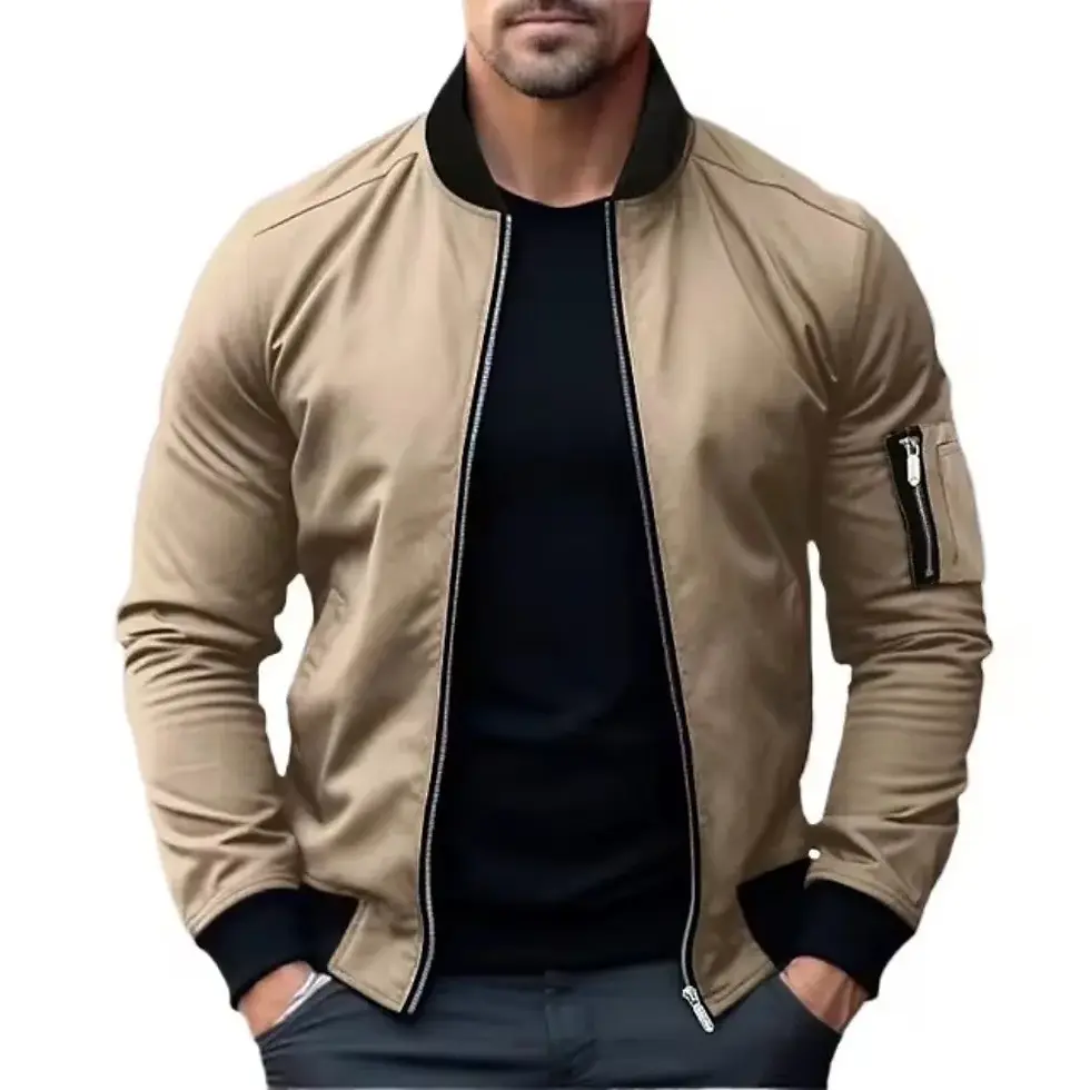 Thumbnail: New Jackets for Men Solid Color Bomber Jacket Coat Business Male Coats Windbreak