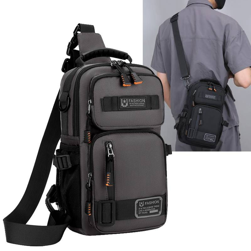 Thumbnail: Men's Multifunctional Chest Bag Lightweight Simple Multi-pockets Shoulder Bags O