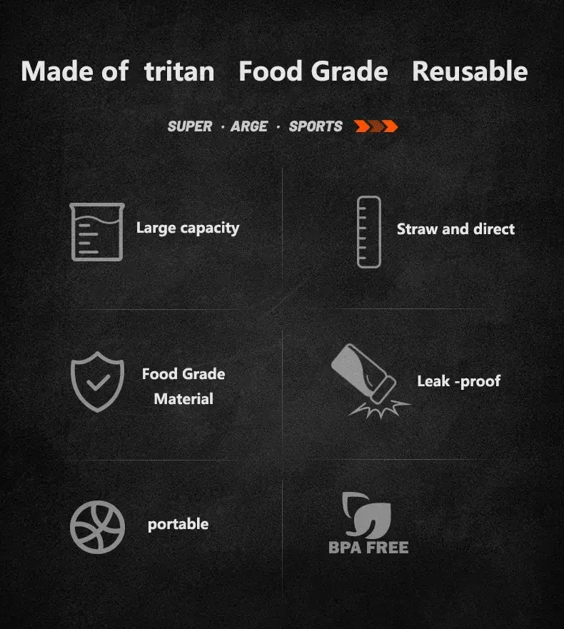 Thumbnail: TKK 1000ml Water Bottle Sports Watter Bottle Tritan BPA Free Straw Portable Leak