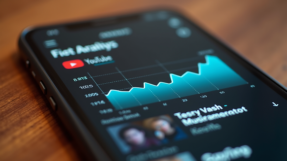 Close-up view of a smartphone displaying YouTube analytics for music promotion