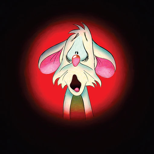 Drawing of a closeup of a mouse realizing he's in deep trouble.