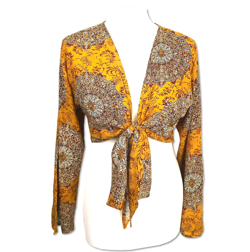 Womens Deep Gold Wrap Top