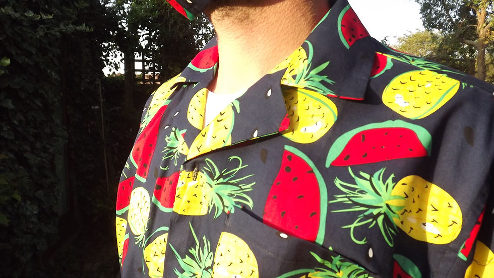 Thumbnail: Mens Quality Fruit Salad Cuban Collar Hawaiian Shirt