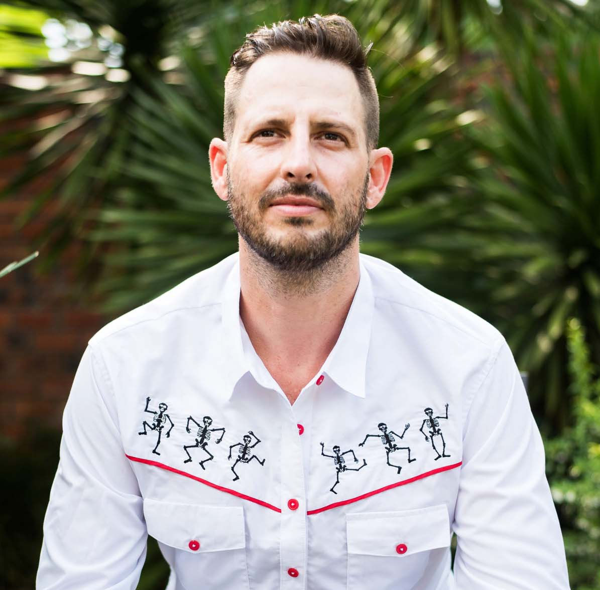 Men's Western Festival Shirt - Dancing Skeletons