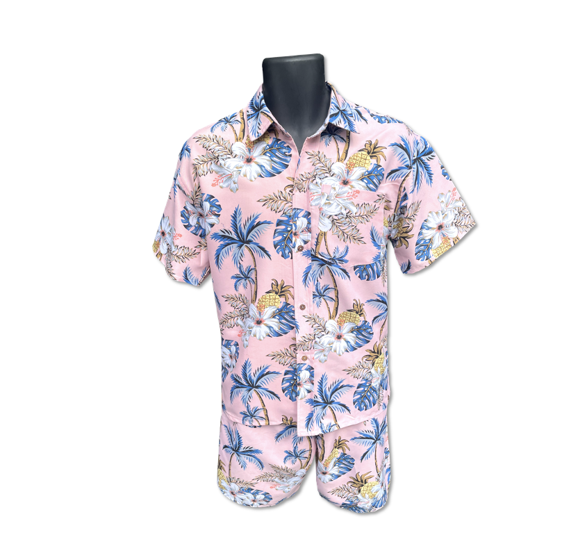 Thumbnail: Mens festival, Mens Rave Hawaiian Festival Shirt - Pink Fern