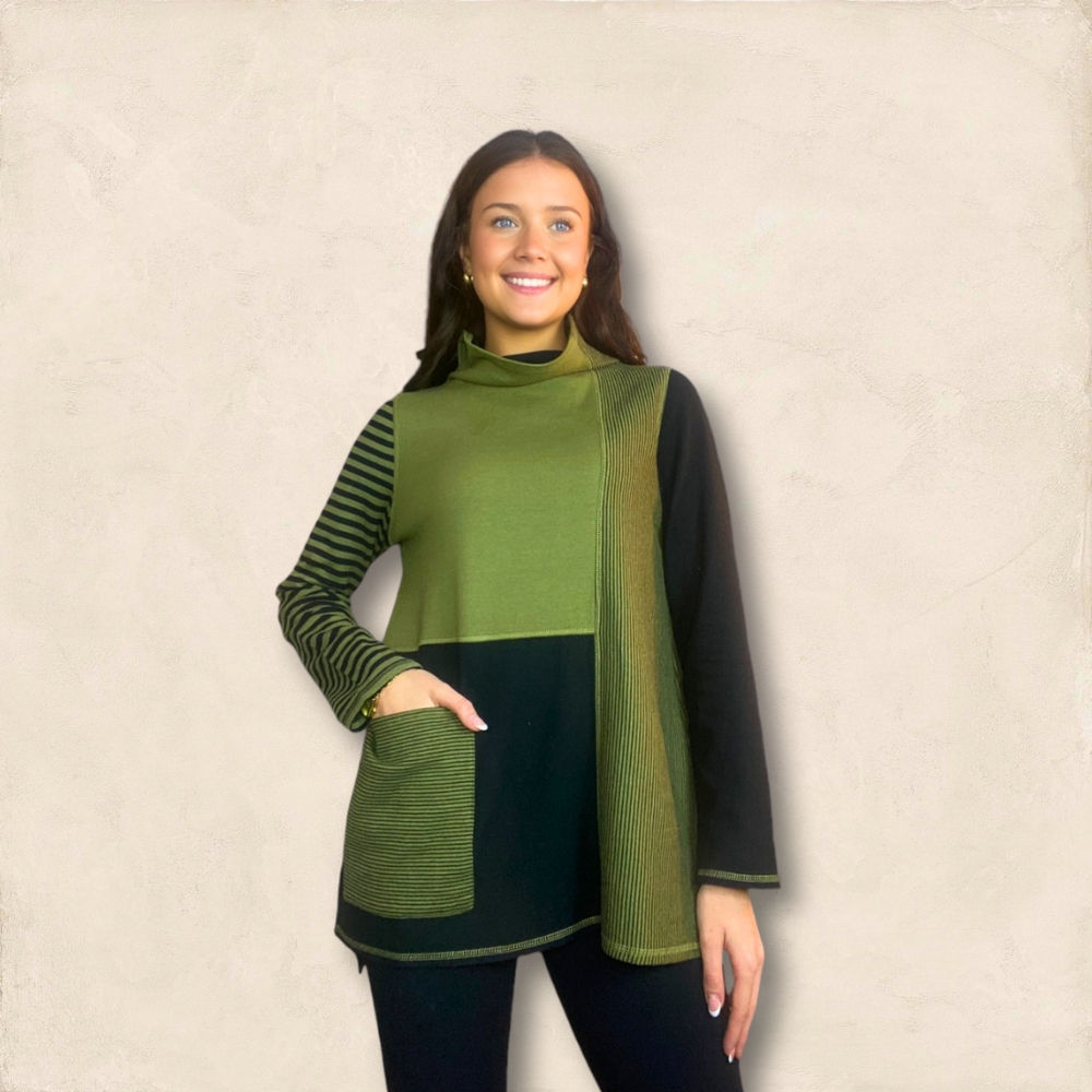 DBL Face Mix Stripe Colorblocked Tunic