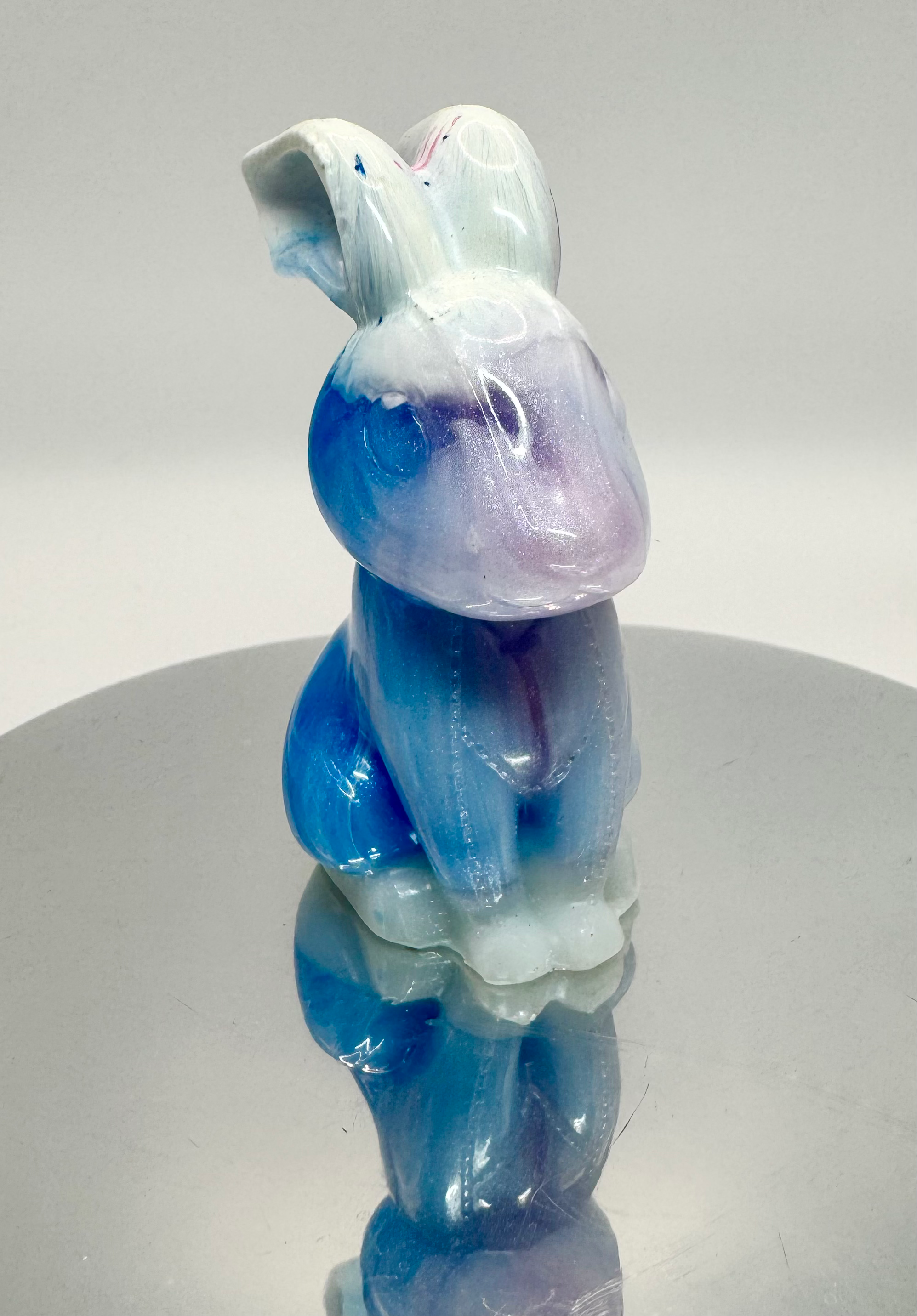 Small Hare Figurine – Frosted Blue & Pearl Shimmer