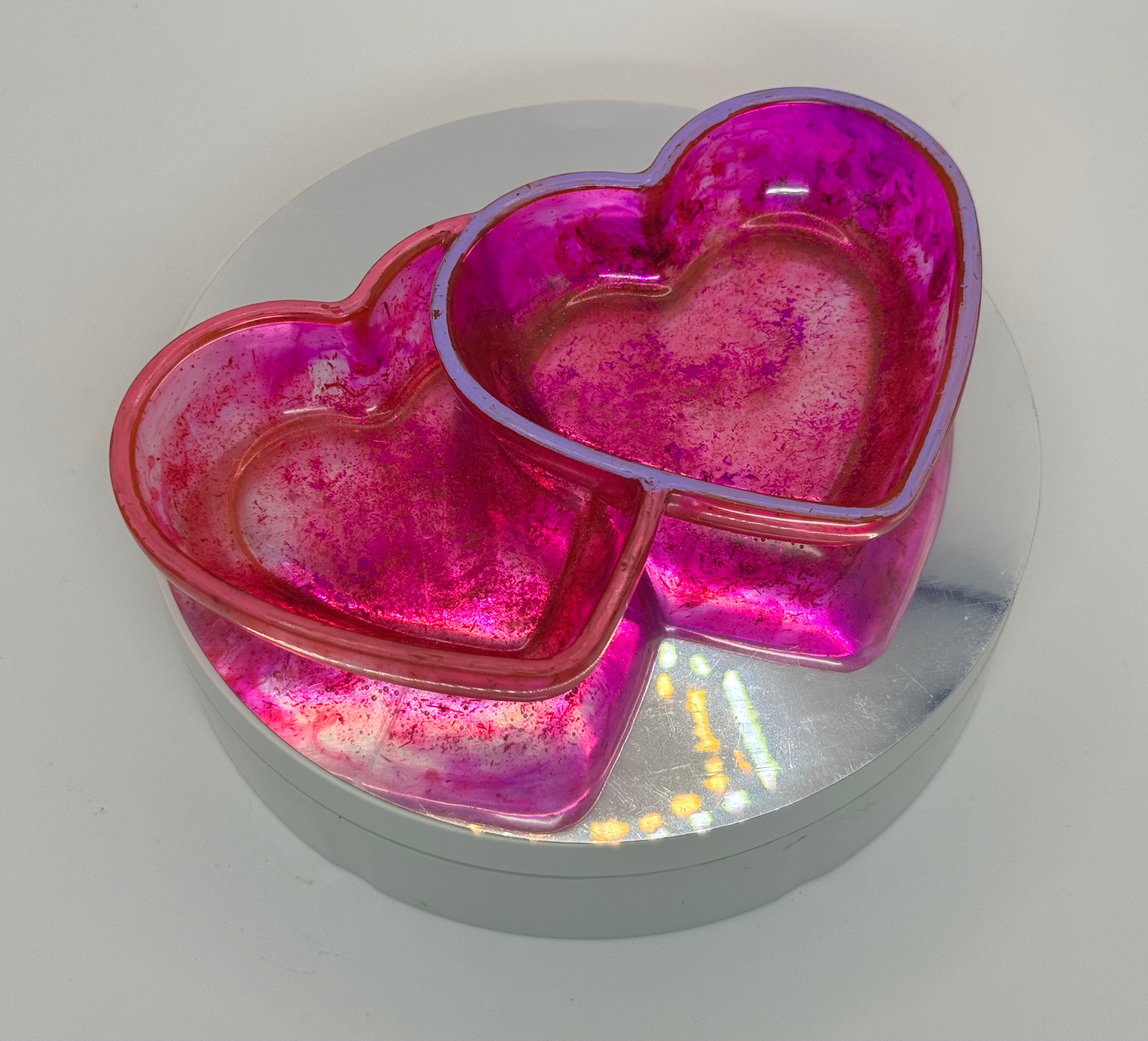 Purple and Pink Glitter Heart Trinket Tray