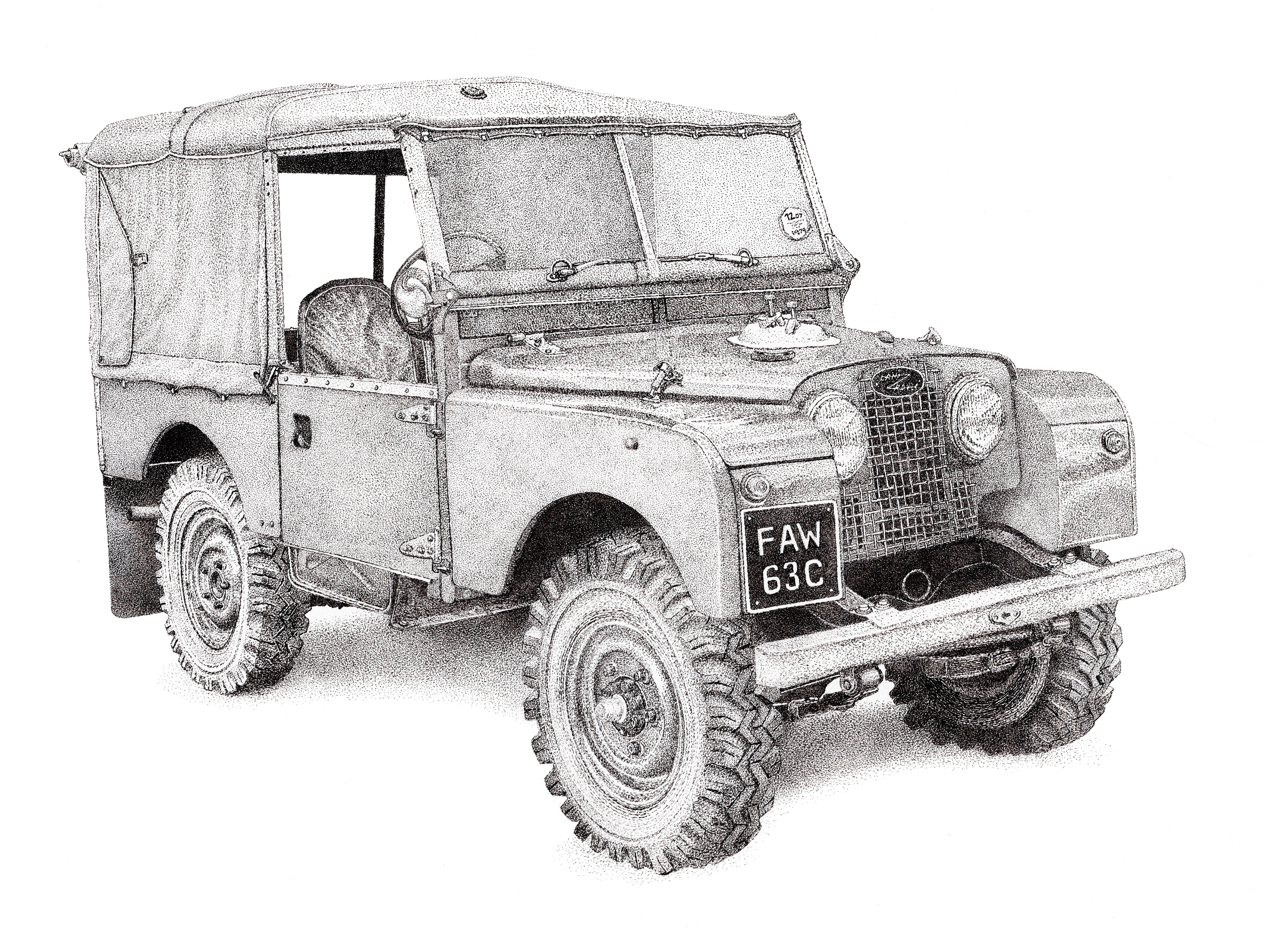 'Series 1 Landrover...' Signed Greetings Card