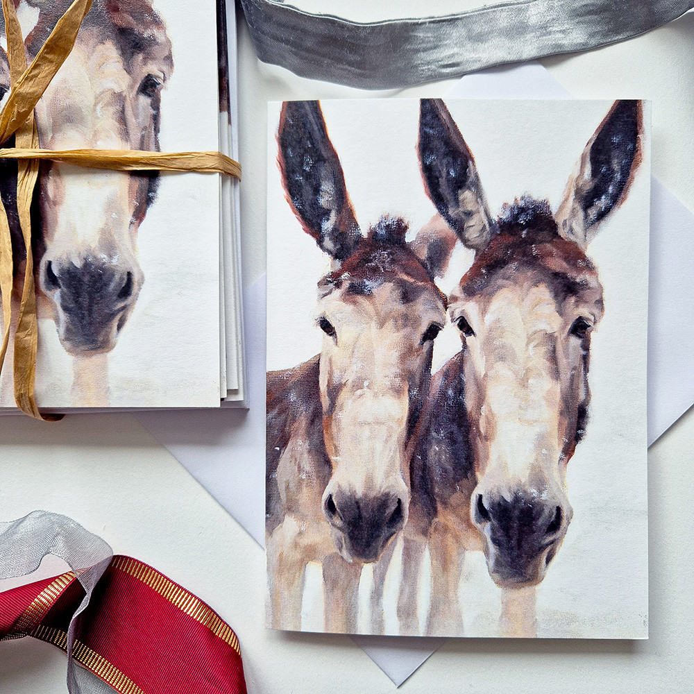 Snowy Donkeys Christmas Card