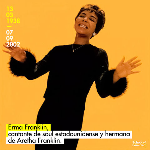 Erma Franklin, cantante de soul estadounidense y hermana de Aretha Franklin.