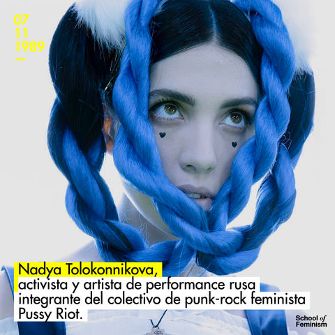 Nadya Tolokonnikova, activista, artista performance rusa, integrante del grupo feminista Pussy Riot.