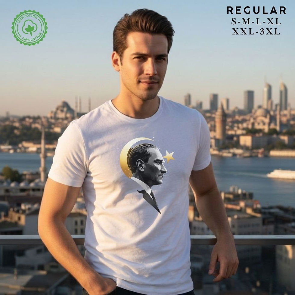 Küçük resim: Atatürk Baskılı Tişört- Atatürk Baskılı %100 Pamuklu Unisex Tshirt