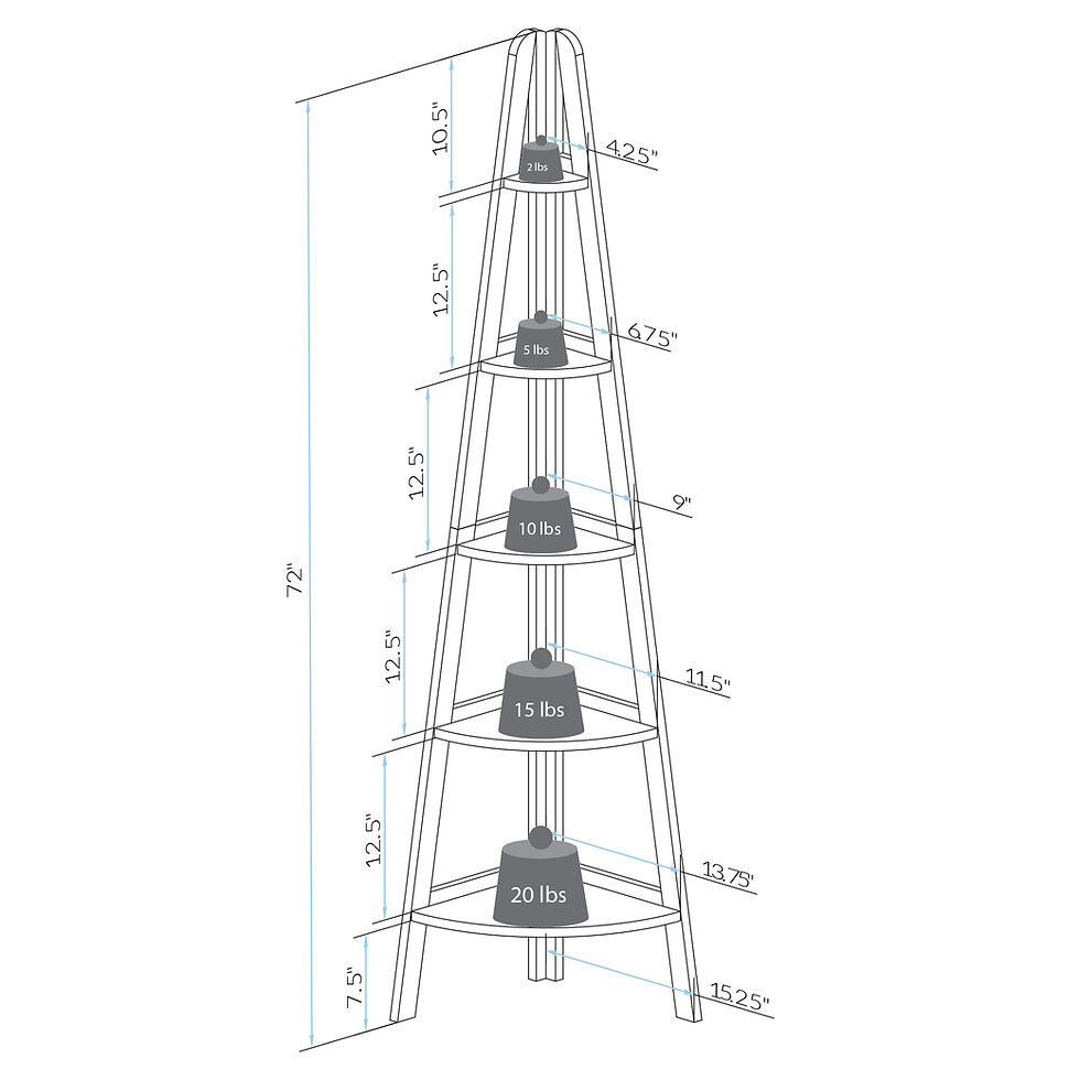 Thumbnail: 5-Shelf Corner Ladder Bookcase