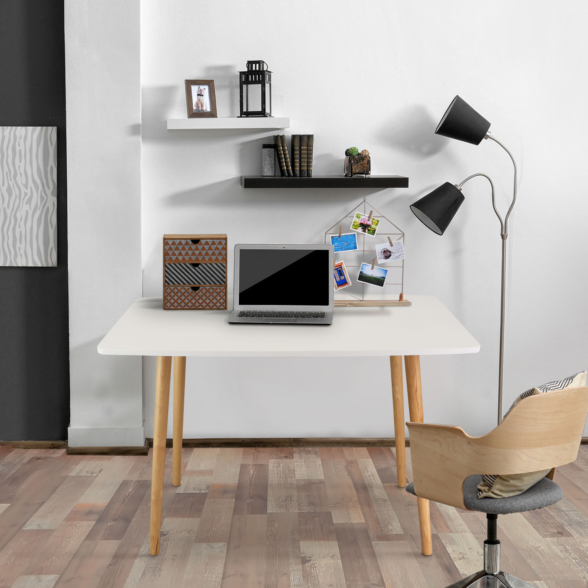 Ezly Mid-Century Style Wooden Desk