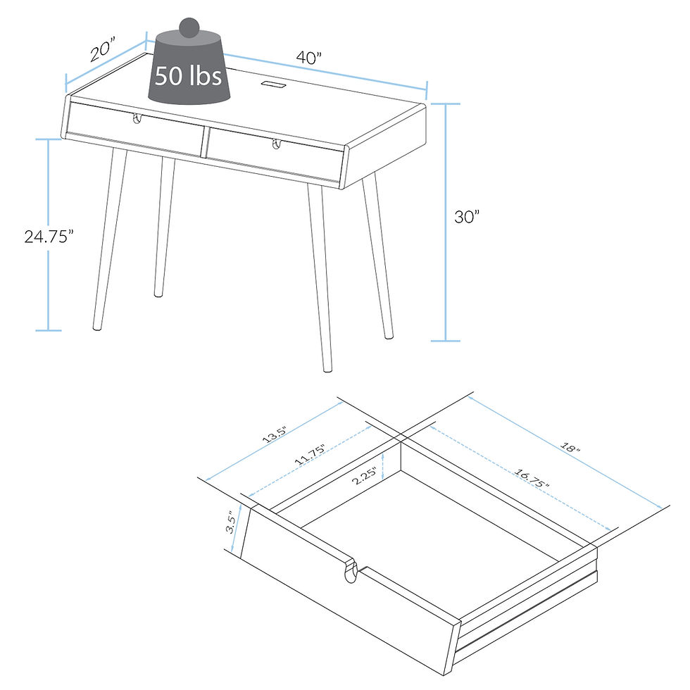 Thumbnail: Freedom Desk with USB Ports Made of Solid American Oak