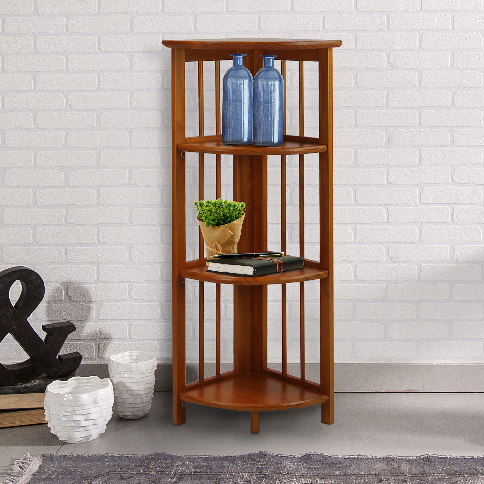 4-Shelf Corner Folding Bookcase