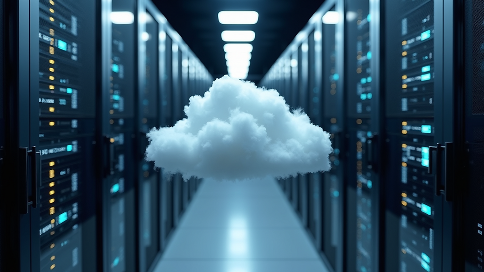 High angle view of cloud servers in a data center